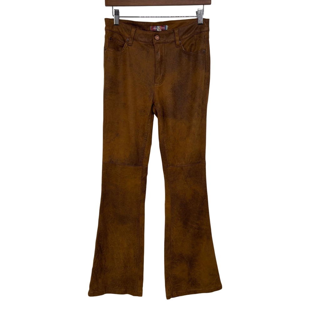 Urban Outfitters Brown Faux Suede Flare Pants 26 Distressed 70s Boho Festival